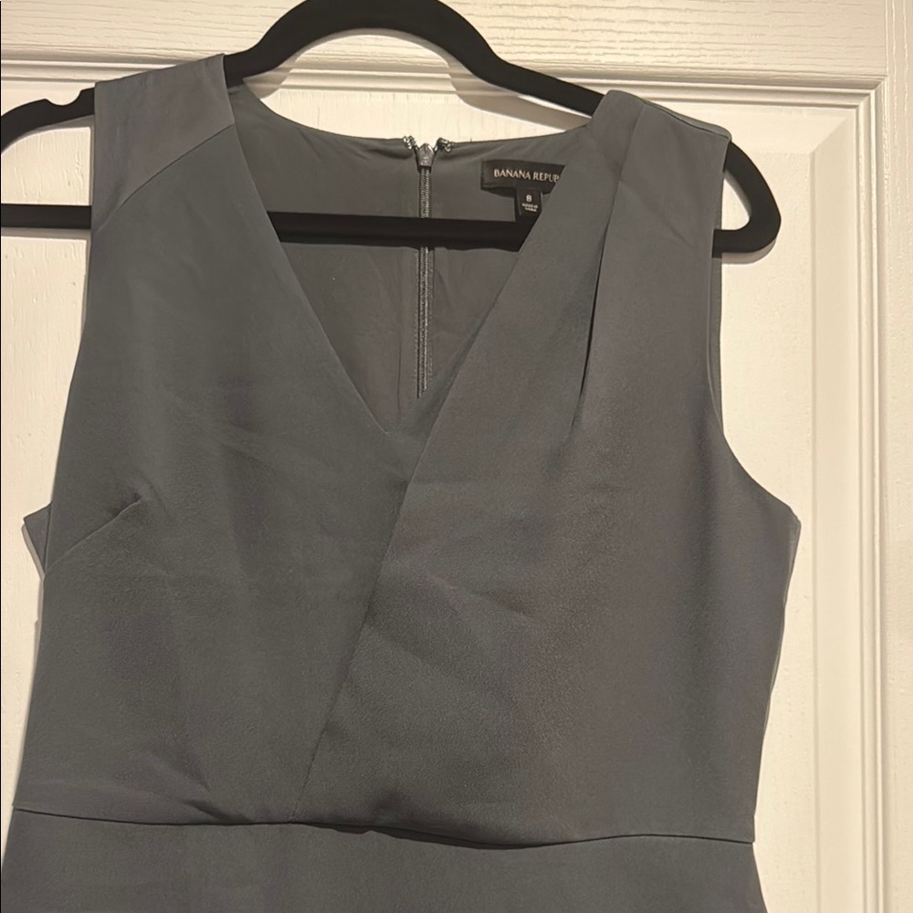 Banana Republic Gray Sheath Midi Dress V-Neck Sleeveless - Picture 3 of 7
